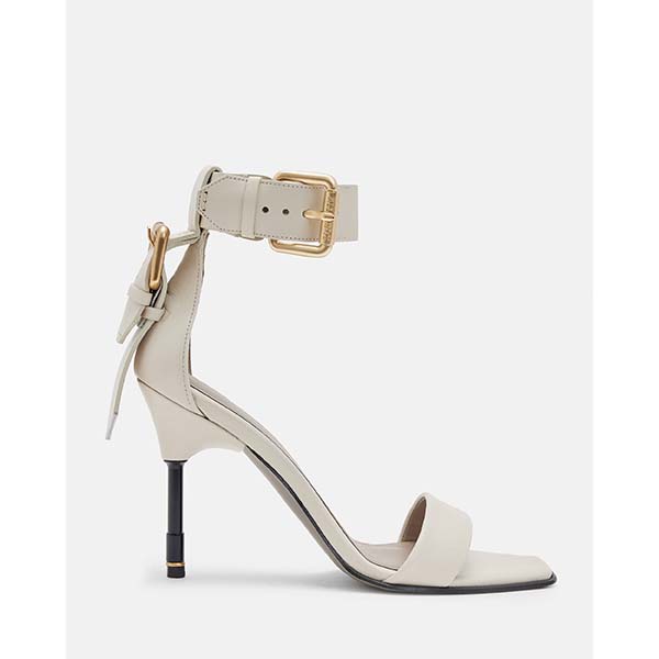 Allsaints Australia Womens Noir Leather High Metal Heel Sandals White AU74-234